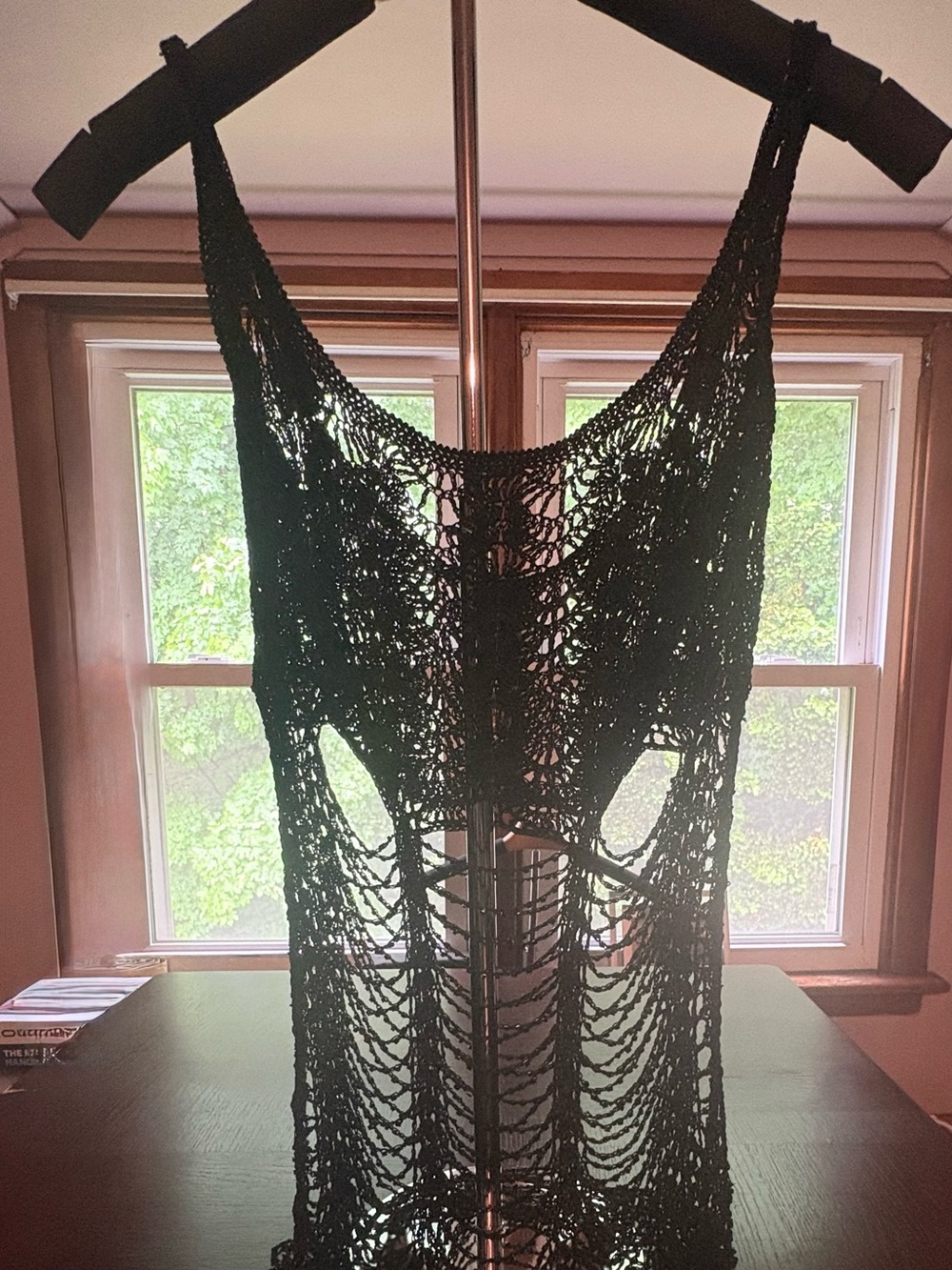 Vintage Victoria's Secret Black Crochet Swim Coverup/Top